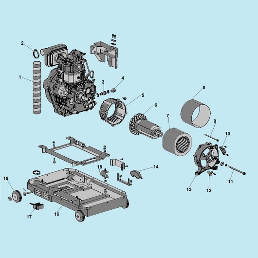Детали двигателя и рама Champion DG6501ES+ATS